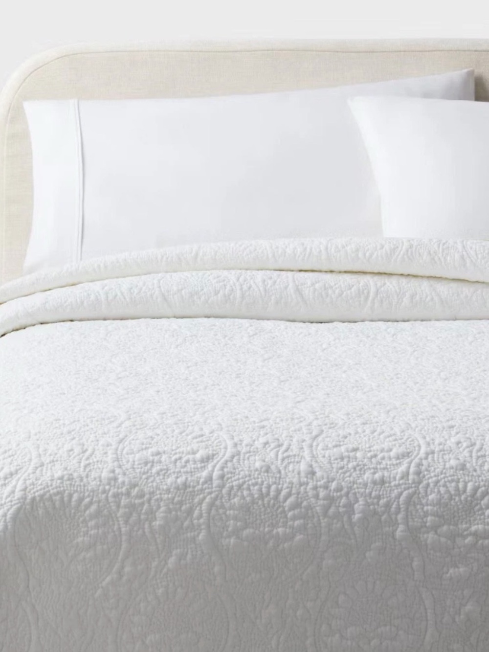 Hearth & Hand White Quilted Coverlet with Textured Pattern